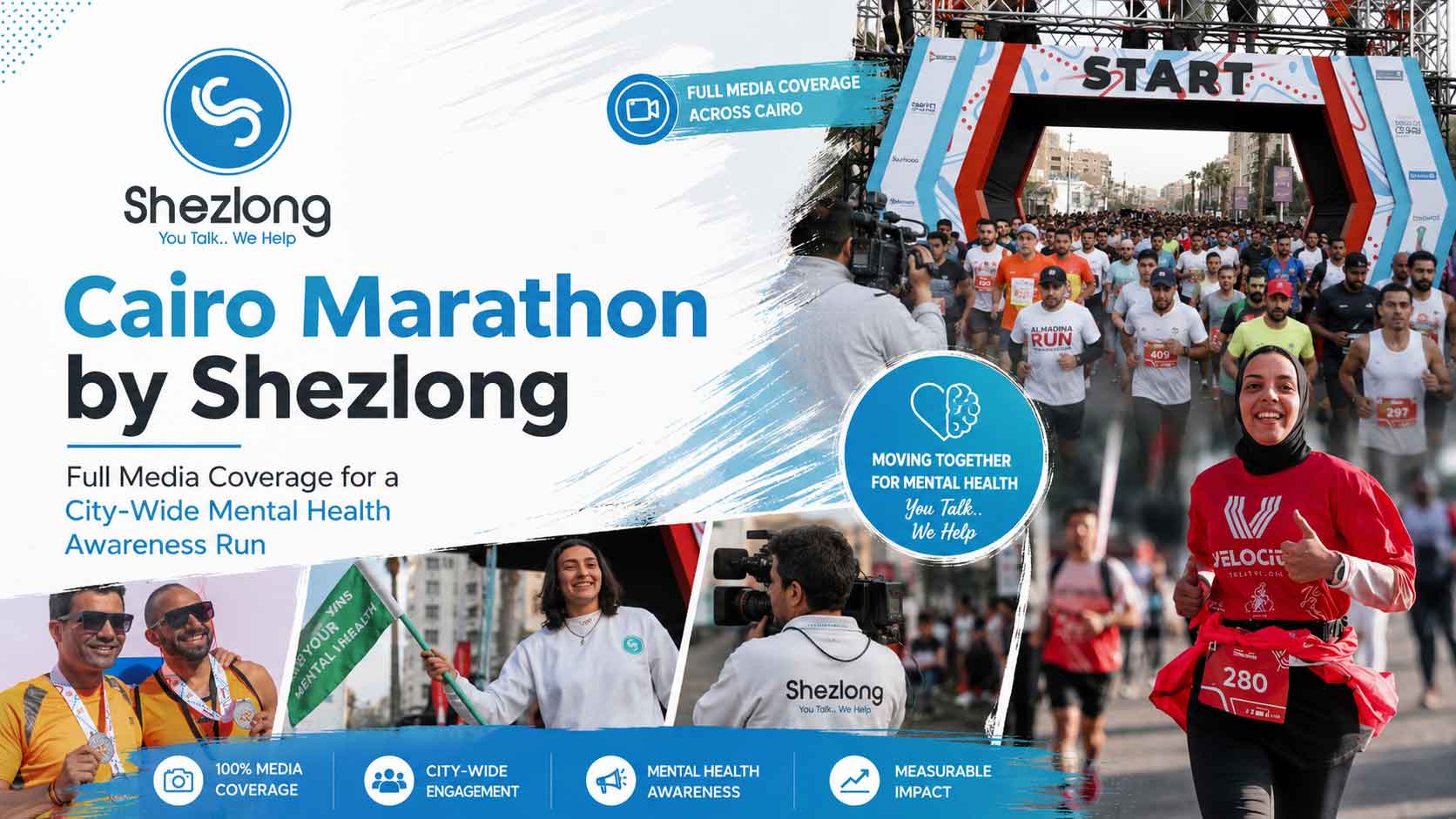 Shezlong × Cairo Marathon — full city-wide media coverage for mental wellbeing. cover